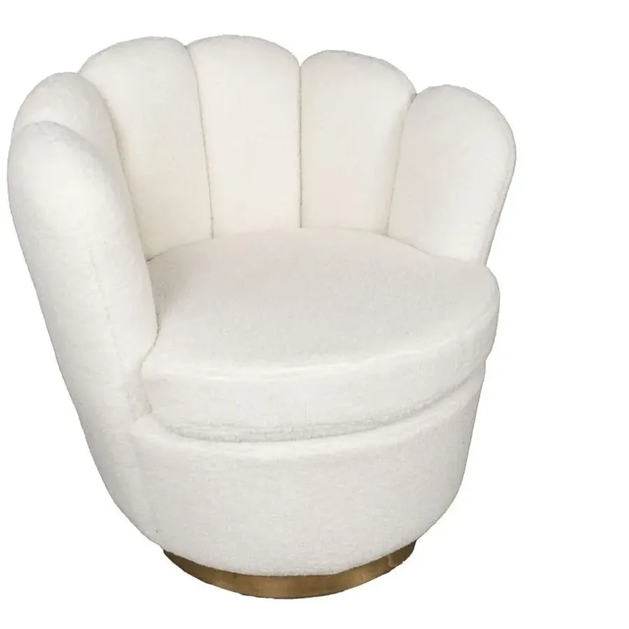 Fauteuils-Giga Meubel Teddy Fauteuil Wit - Met Gouden Onderstel - Fauteuil Quinty