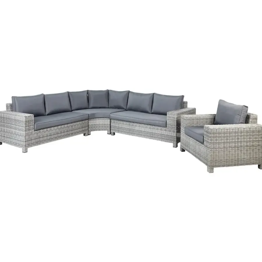 Beliani TEGLIO - Loungeset 9-zits - Grijs - Kunstrotan