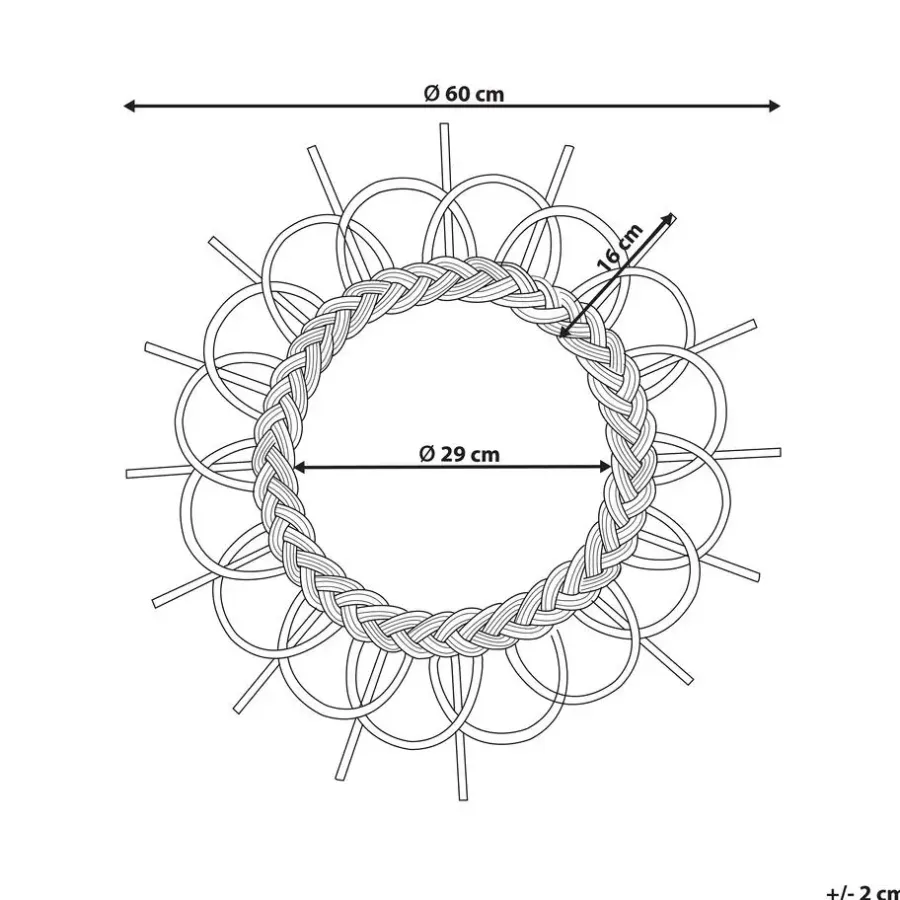 Spiegels-Beliani TELAKIA - Wandspiegel - Zwart - Rotan