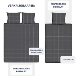 1-Persoons Dekbedovertrekken-Ten Cate Katoenen Dekbedovertrek - 140x200/220 cm - Louis Antraciet