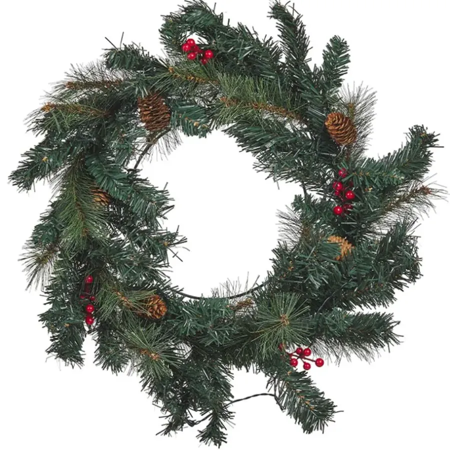 Kerstdecoratie-Beliani TENALA - Krans - Groen - Synthetisch materiaal