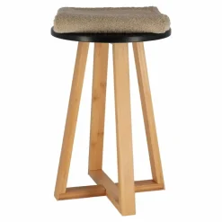 Krukjes-Tendance Bijzet krukje - zwart - bamboe hout - D30 x H43 cm
