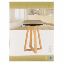 Krukjes-Tendance Bijzet krukje - zwart - bamboe hout - D30 x H43 cm