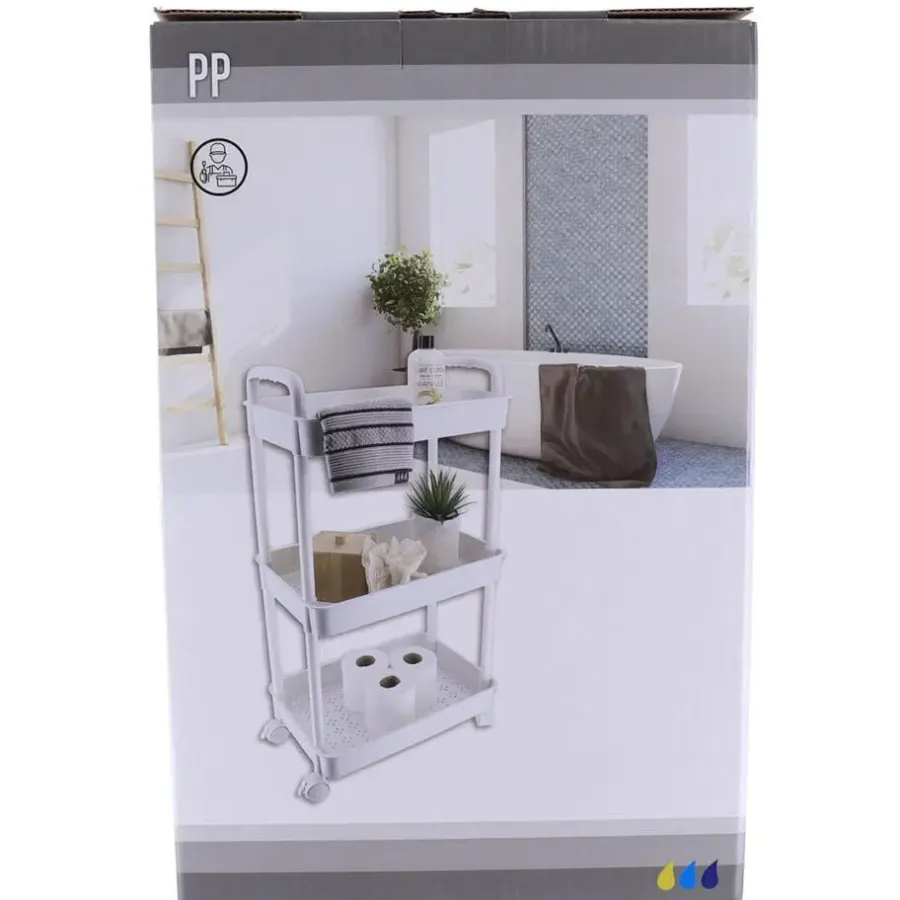 Tendance Keuken/badkamer trolley 3 laags - 38 x 26 x 77cm - wit