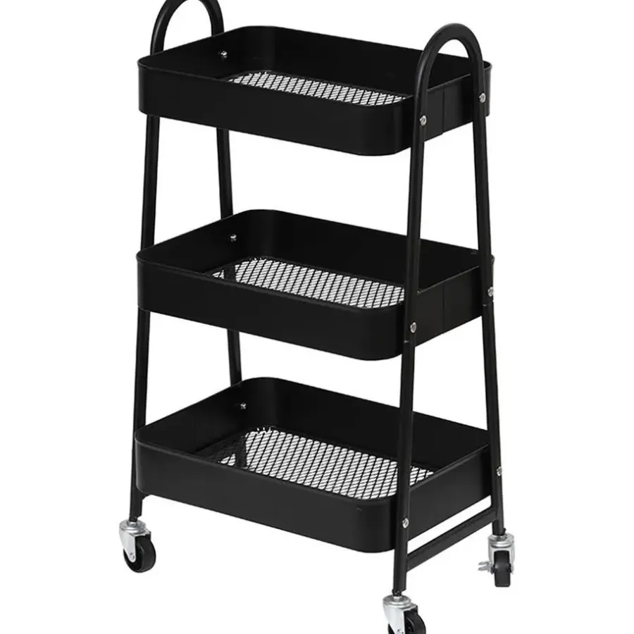 Tendance Keuken/badkamer trolley 3 laags - 43 x 31 x 79cm - zwart