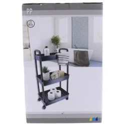 Tendance Keuken/badkamer trolley 3 laags - 38 x 26 x 77cm - zwart