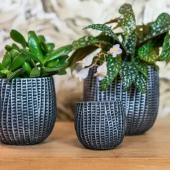 Bloempotten Voor Binnen-Ter Steege Bloempot/plantenpot - binnen - zwart/metaal - D15/H13 cm