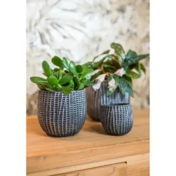 Bloempotten Voor Binnen-Ter Steege Bloempot/plantenpot - binnen - zwart/metaal - D15/H13 cm