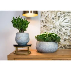 Bloempotten Voor Binnen-Ter Steege Plantenpot - keramiek - metallic zilvergrijs -32x30 cm