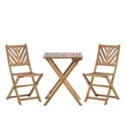 Bistro- & Balkonsets-Beliani TERNI - Bistroset voor 2 - Lichte houtkleur - Acaciahout