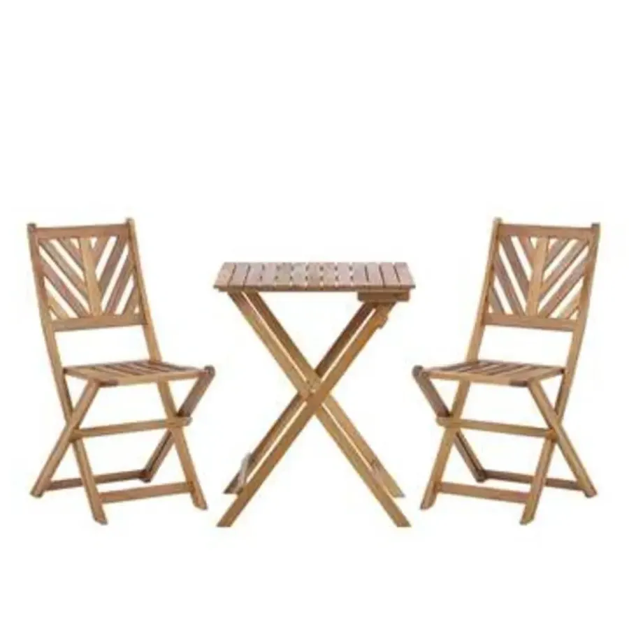 Bistro- & Balkonsets-Beliani TERNI - Bistroset voor 2 - Lichte houtkleur - Acaciahout