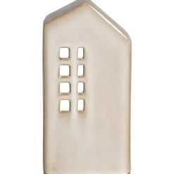 Kandelaars En Windlichten-Leen Bakker Theelichthouder Huis - beige - 14x11x7,5 cm