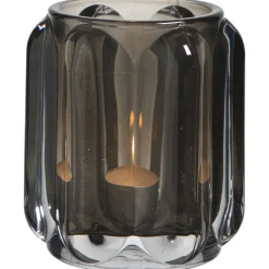 Kandelaars En Windlichten-Leen Bakker Theelichthouder Mila - grijs - 9,3xØ8,5 cm