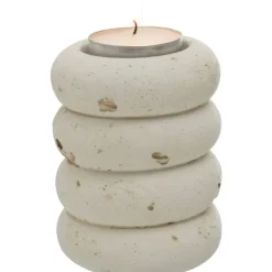 Kandelaars En Windlichten-Leen Bakker Theelichthouder Nordic - off-white - 8,5xØ7 cm