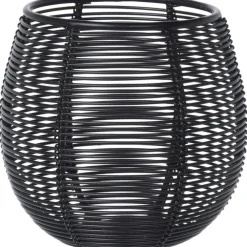 Merkloos Theelicht/waxinelichthouder metaal draad - zwart - D10 cm
