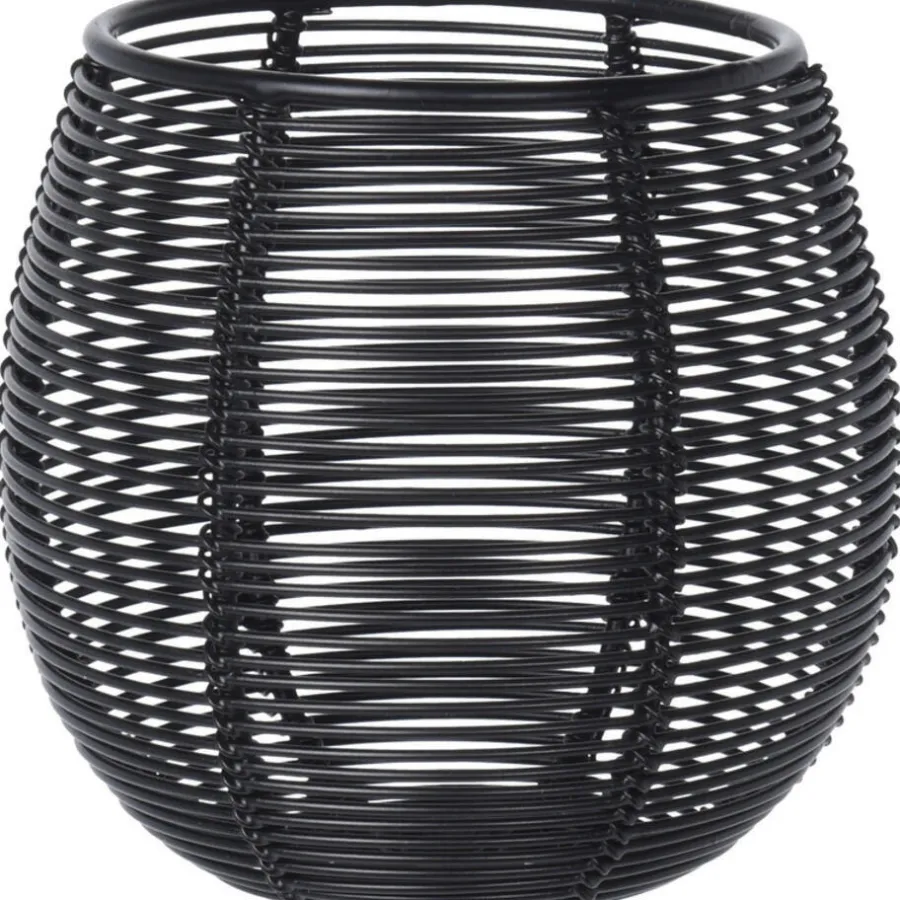 Merkloos Theelicht/waxinelichthouder metaal draad - zwart - D10 cm