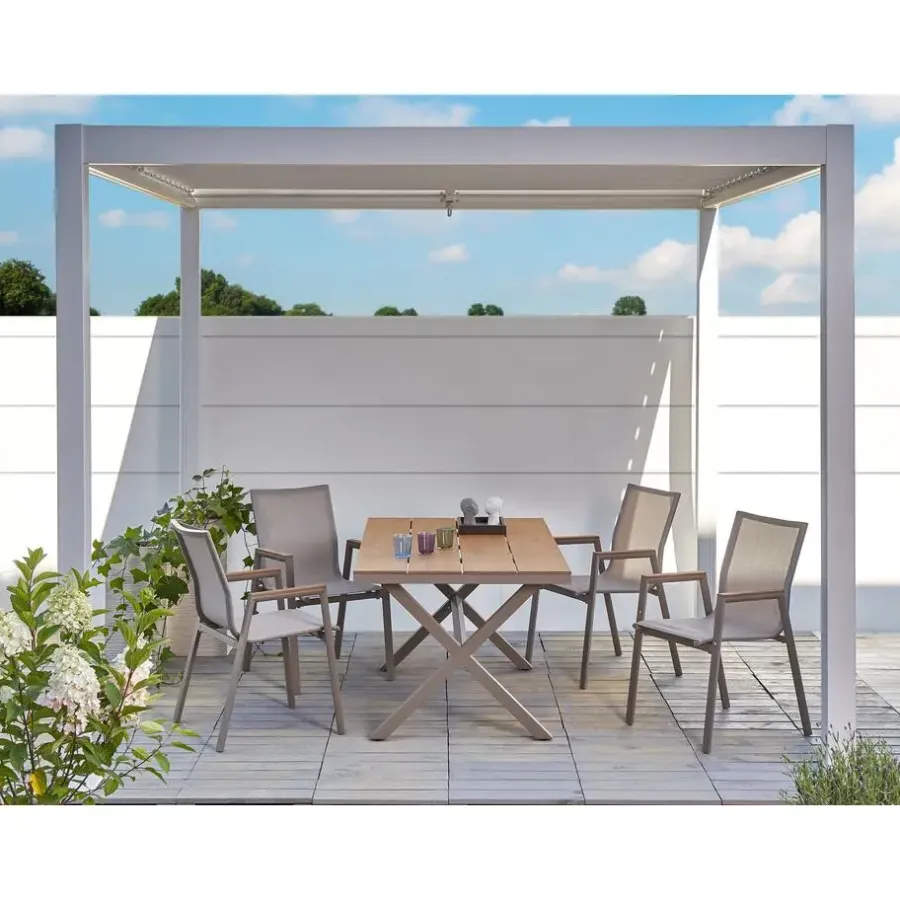 Beliani TIANO - Tuintafel - Taupe - Aluminium