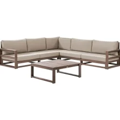 Loungesets-Beliani TIMOR - Loungeset 5-zits - Donkere houtkleur - FSC® acaciahout