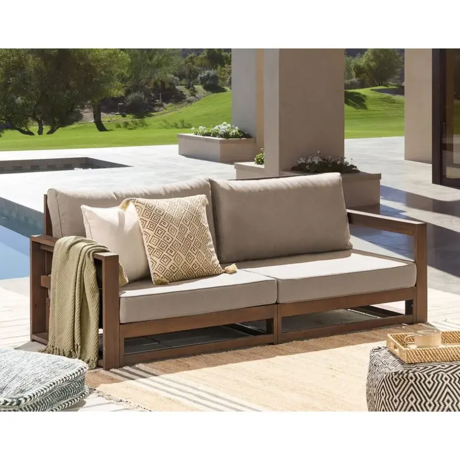 Loungebanken-Beliani TIMOR II - Loungebank - Donkerhout - Acaciahout