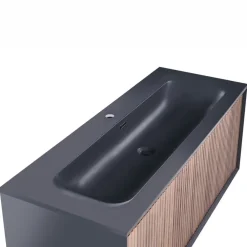 Wastafelkasten-Leen Bakker TITICACA - Wandgemonteerd meubel met wasbak - Donkerbruin - MDF