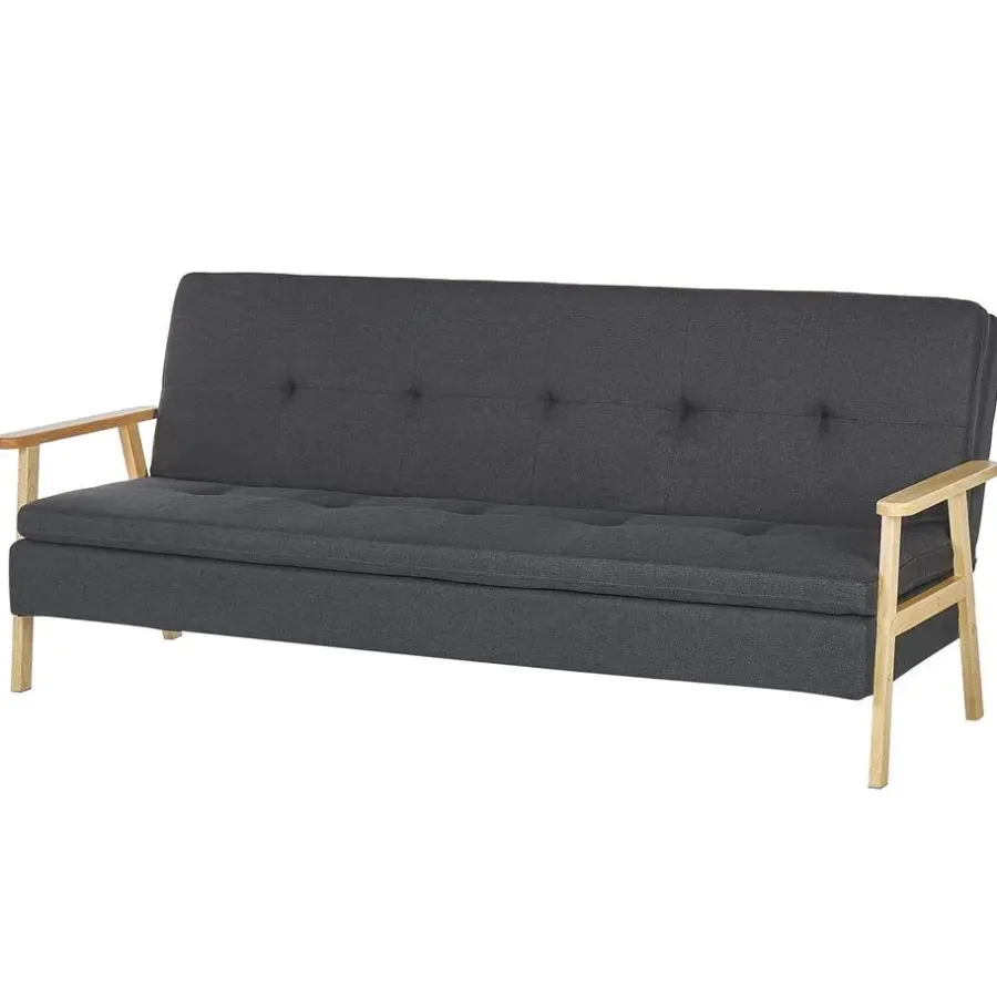 Beliani TJORN - Slaapbank - Donkergrijs - Polyester