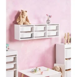 Leen Bakker TOBIN - Wandplank met 6 dozen - Wit - Vezelplaat