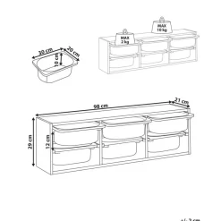 Leen Bakker TOBIN - Wandplank met 6 dozen - Wit - Vezelplaat