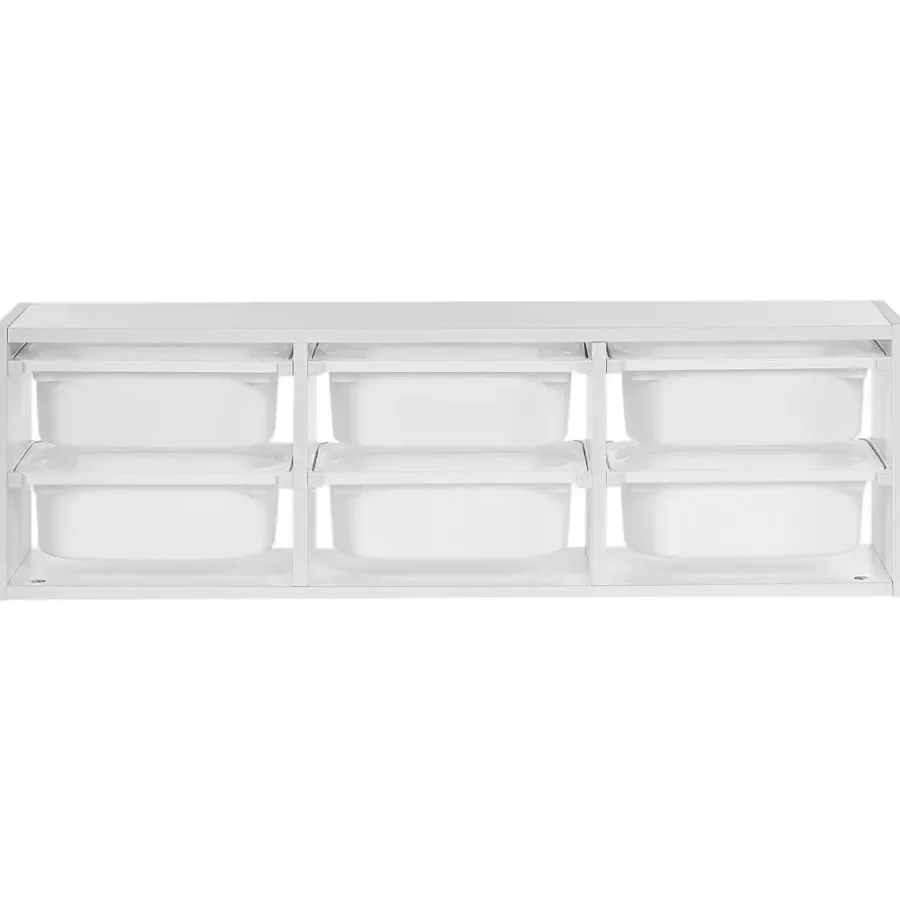 Leen Bakker TOBIN - Wandplank met 6 dozen - Wit - Vezelplaat