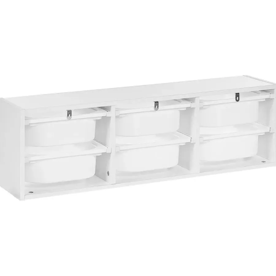 Leen Bakker TOBIN - Wandplank met 6 dozen - Wit - Vezelplaat