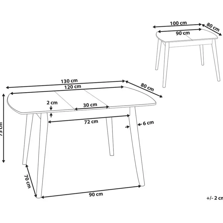 Beliani TOMS - Uitschuifbare eettafel - Lichthout - 100/130 x 80 cm - MDF