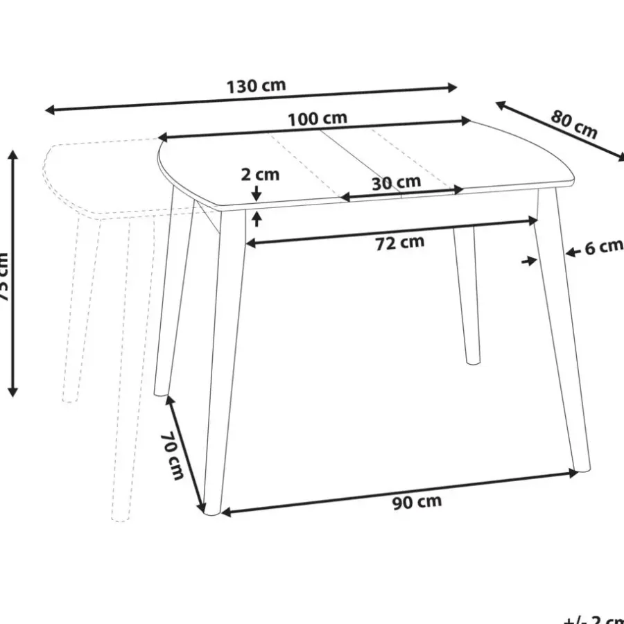 Beliani TOMS - Uitschuifbare eettafel - Lichthout - 100/130 x 80 cm - MDF