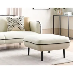 Hockers En Voetenbanken-Beliani TONSBERG - Ottomaan - Lichtbeige - Polyester