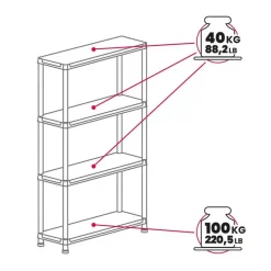Toomax universal pro opbergrek - 4 planken - 90x40x138 cm