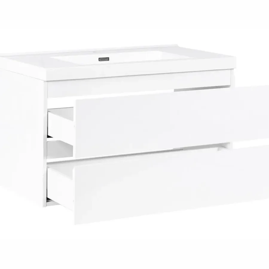 Leen Bakker TOTA - Wandgemonteerd meubel met wasbak - Wit - MDF