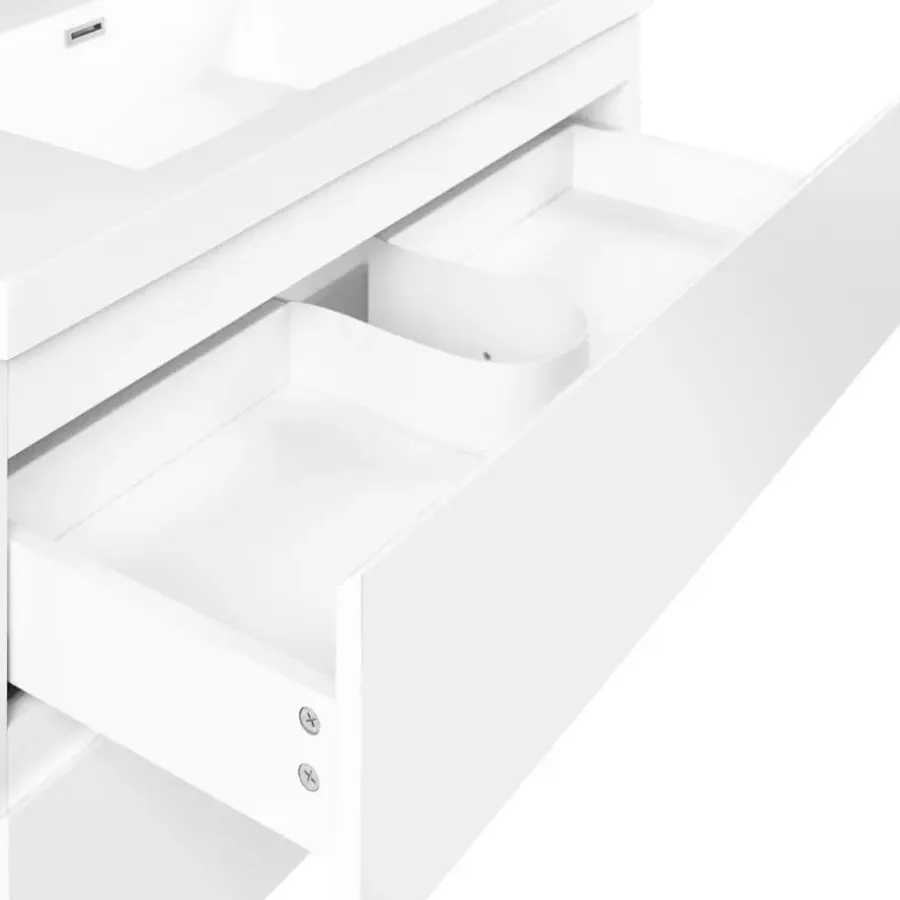 Leen Bakker TOTA - Wandgemonteerd meubel met wasbak - Wit - MDF