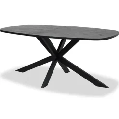Industriële Eettafels|Ovale Eettafels-Tower living Silvi eettafel visgraat zwart 220x110x78
