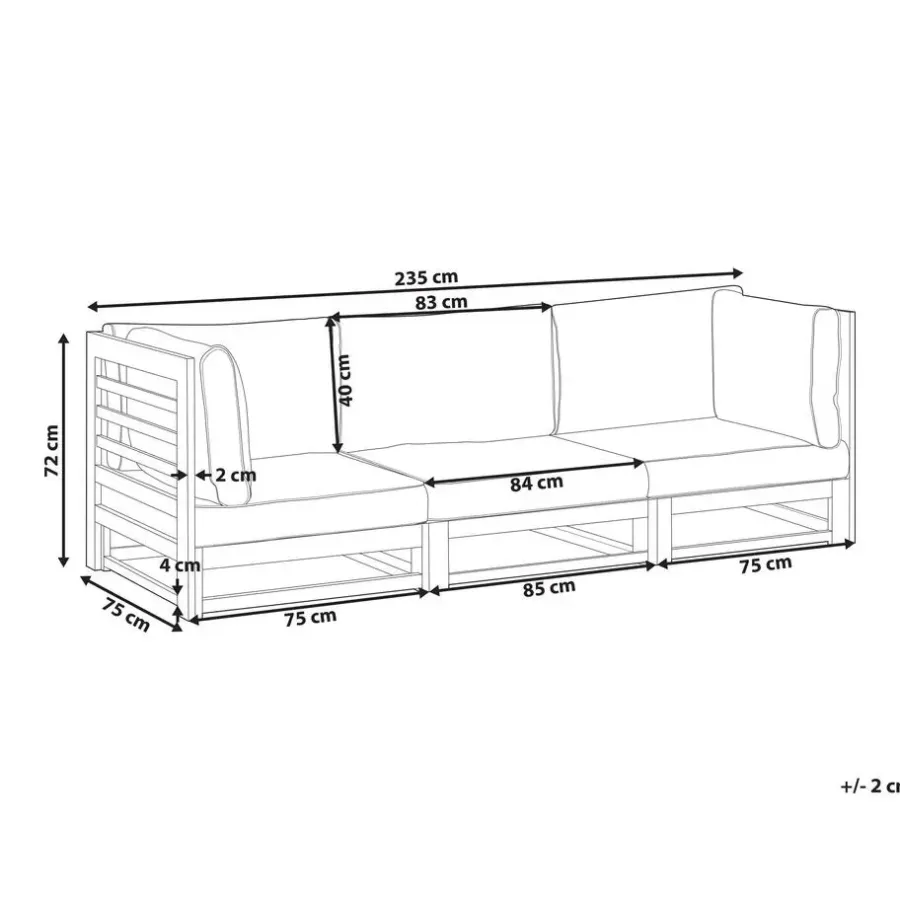 Beliani TRANI - Loungebank 3-zits - Mahonie - Acaciahout