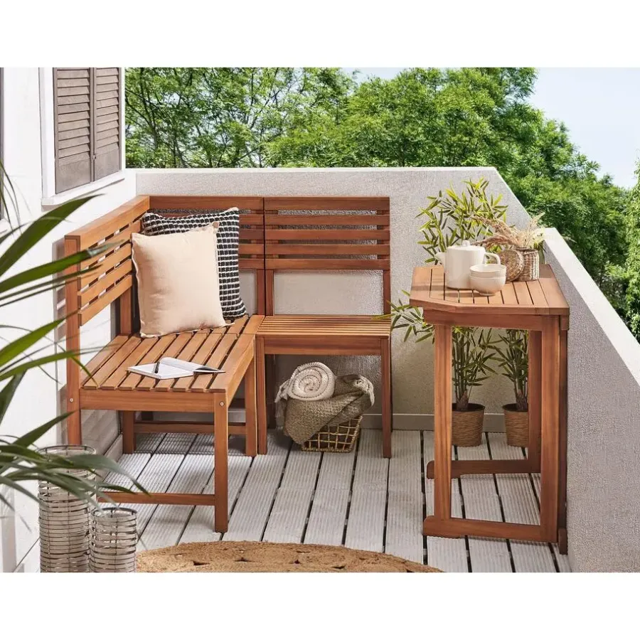 Beliani TREIA - Tuinset voor 4 - Lichte houtkleur - Acaciahout