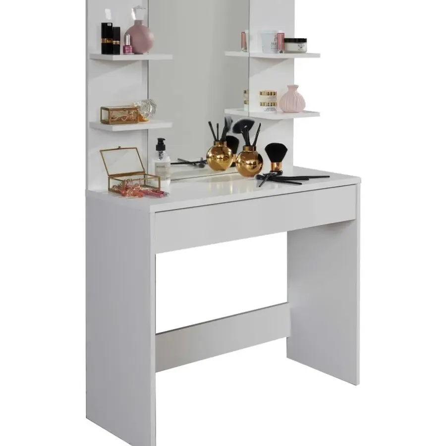 Kaptafels-Trendteam Make-uptafel Basix - 85 x 40 x 141 cm - 100% Melaminegecoat - Wit
