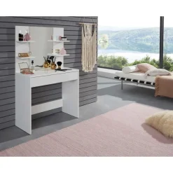 Kaptafels-Trendteam Make-uptafel Basix - 85 x 40 x 141 cm - 100% Melaminegecoat - Wit