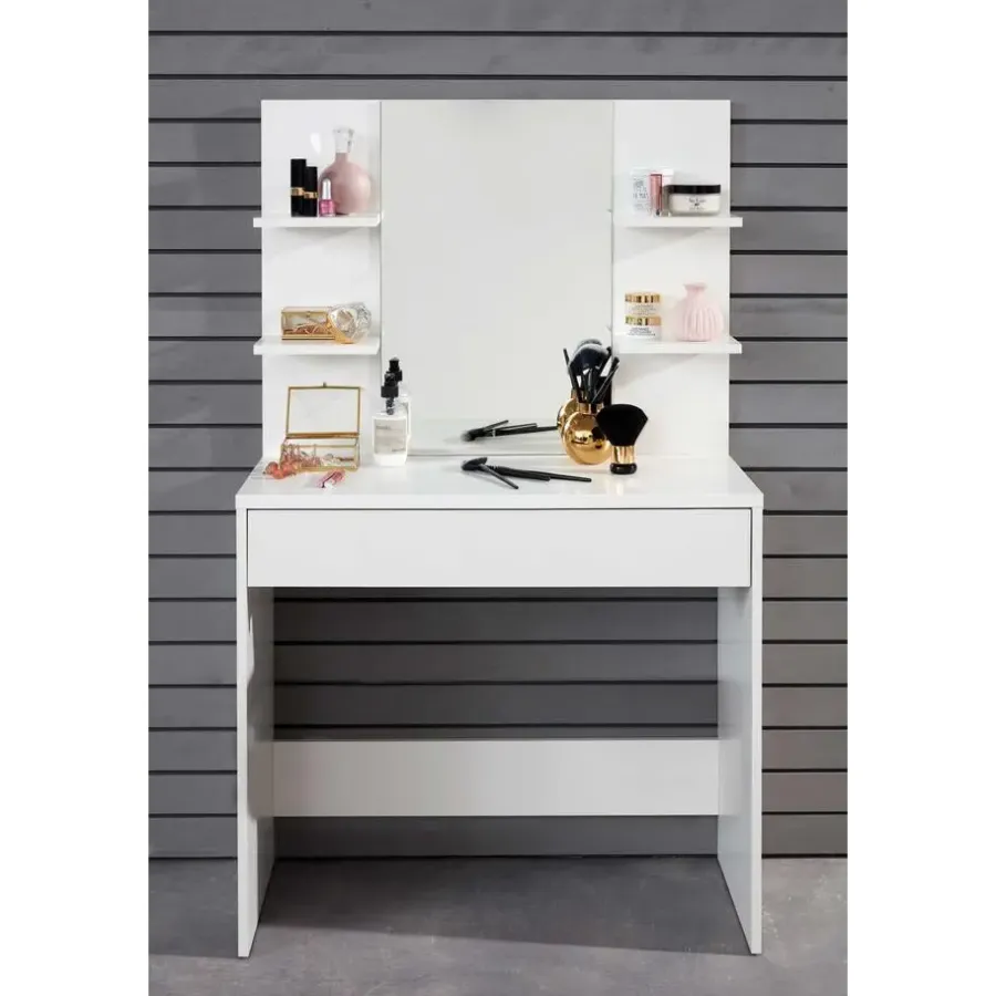 Kaptafels-Trendteam Make-uptafel Basix - 85 x 40 x 141 cm - 100% Melaminegecoat - Wit