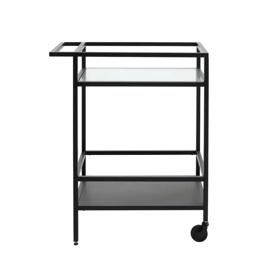 Trolleys-Giga Living Trolley Zwart Metaal/Glas - 70x42x85cm - Bronco