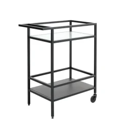 Trolleys-Giga Living Trolley Zwart Metaal/Glas - 70x42x85cm - Bronco