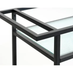 Trolleys-Giga Living Trolley Zwart Metaal/Glas - 70x42x85cm - Bronco
