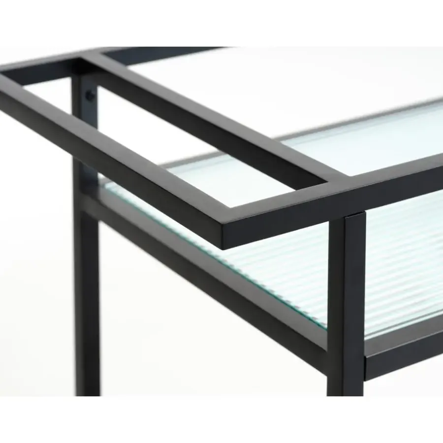Trolleys-Giga Living Trolley Zwart Metaal/Glas - 70x42x85cm - Bronco