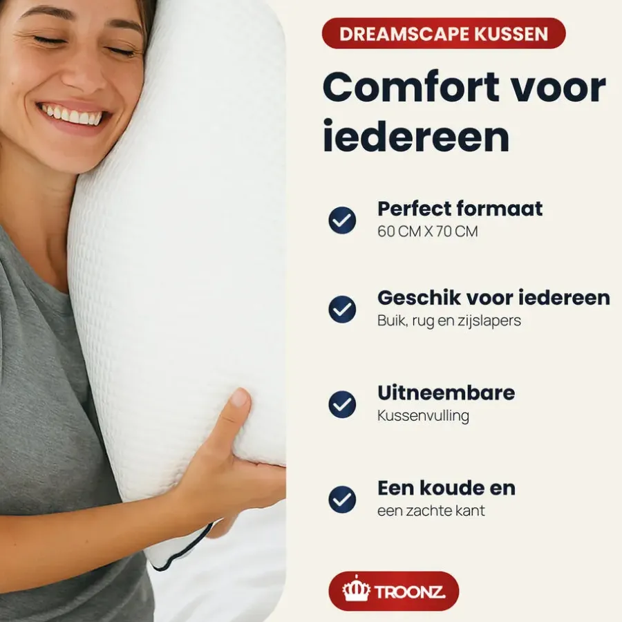 Troonz BV Troonz Hoofdkussen Dreamscape Plus - Ergonomisch - 60 x 70