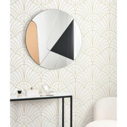 Leen Bakker TROUVILLE - Wandspiegel - Goud/Zwart - 80 cm - Glas