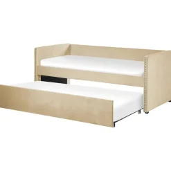 Kinderbedden-Beliani TROYES - Slaapbank - Beige - Fluweel