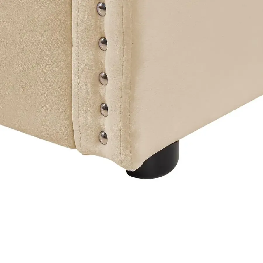 Kinderbedden-Beliani TROYES - Slaapbank - Beige - Fluweel