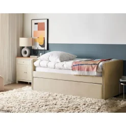 Kinderbedden-Beliani TROYES - Slaapbank - Beige - Fluweel